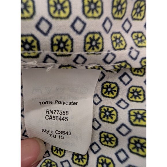 J.Crew Womens Size 8 Sleeveless Geometric Print Top White & Yellow - Picture 5 of 5